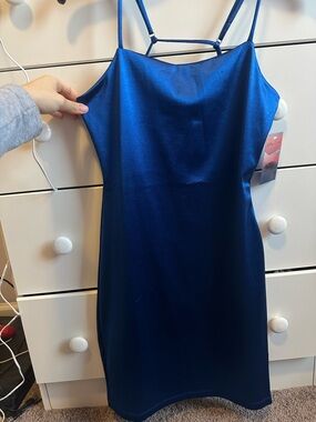 Satin Slip Dress - Deep Blue